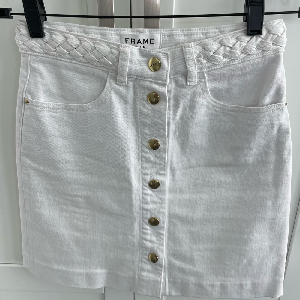 Frame White Denim Skirt